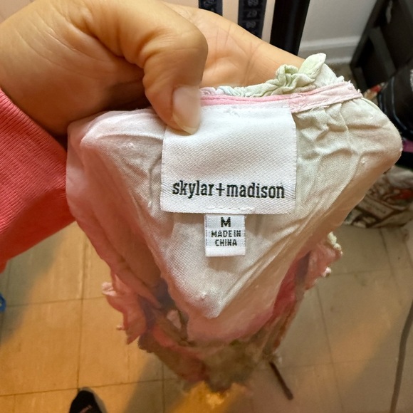 Skylar + Madison Pastel Watercolor Swiss Dot Smocked Mini Dress - Picture 3 of 7